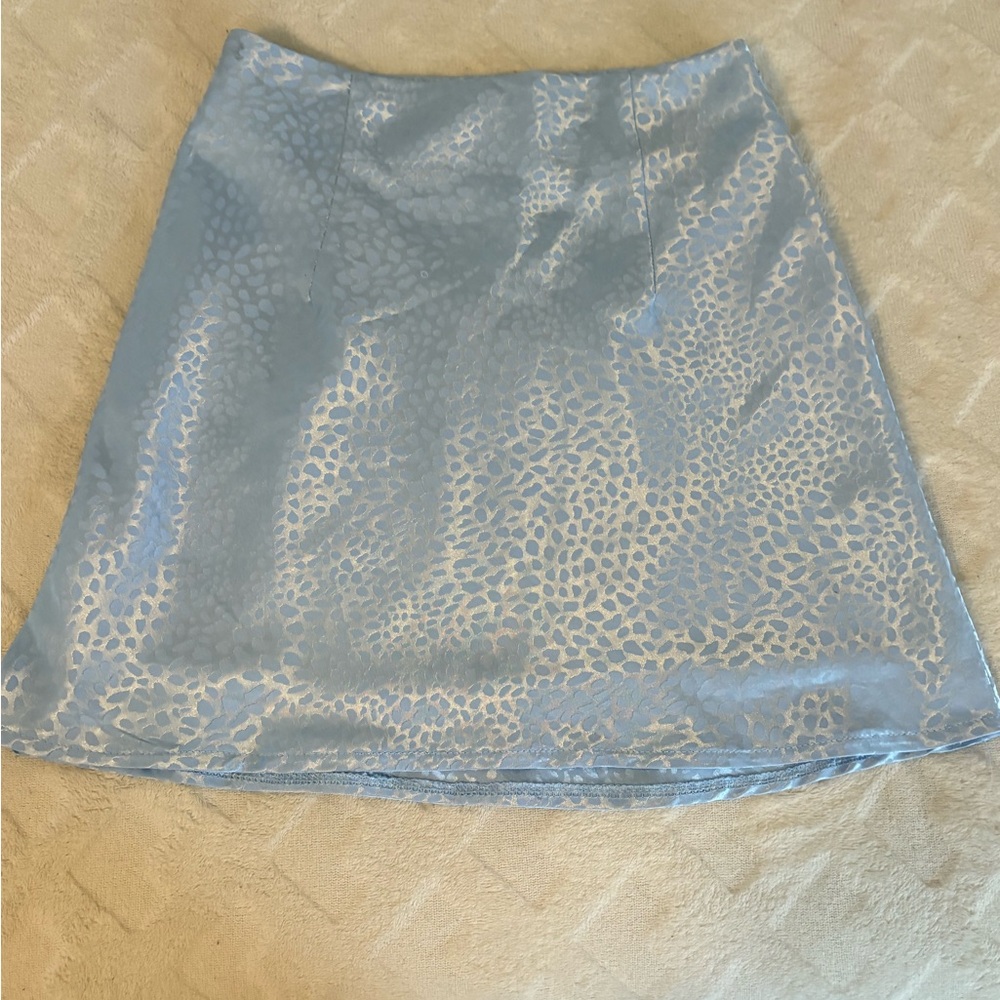 Blue leopard print mini skirt